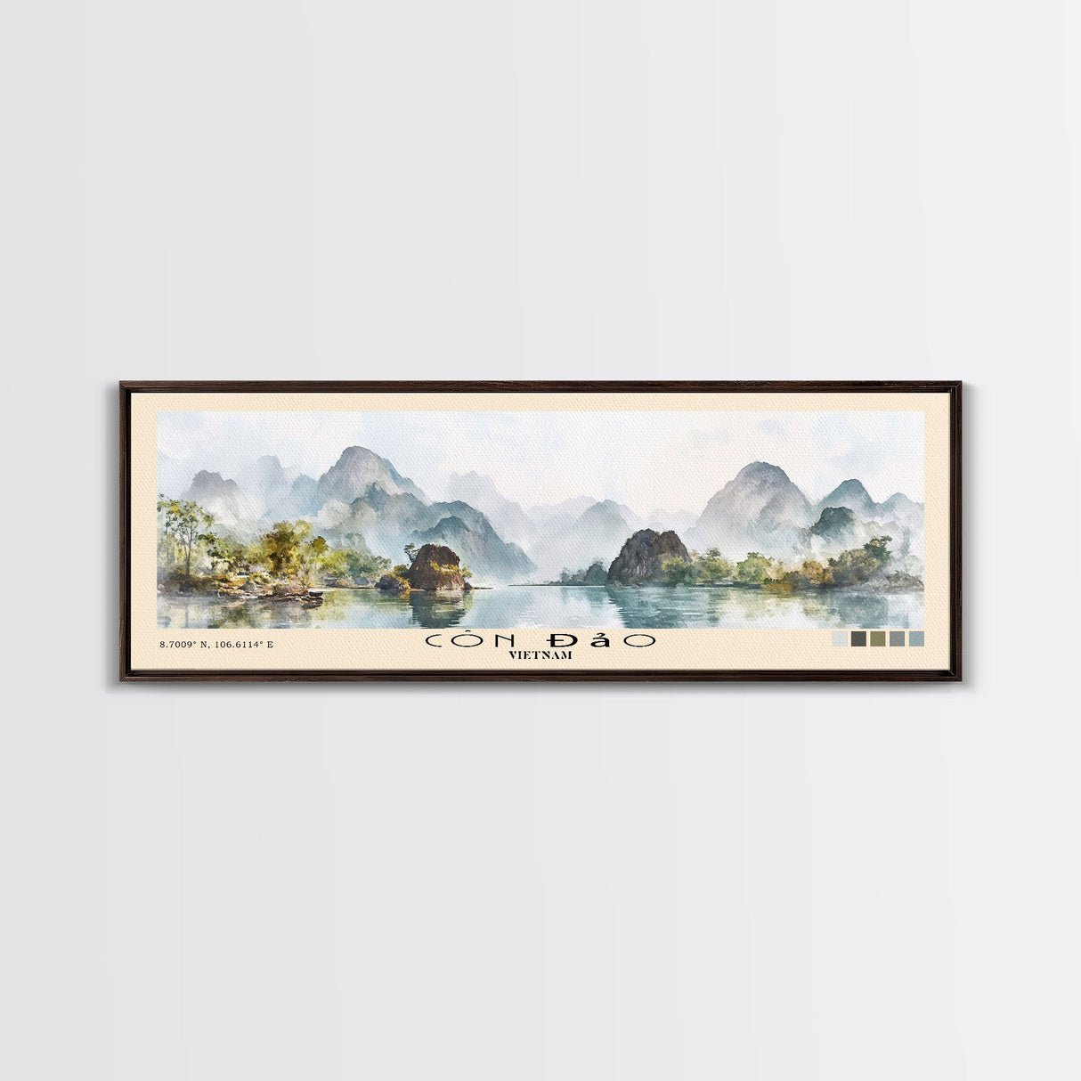 Côn Đảo, Vietnam Watercolor Beach Print, Vacation Gift, Vietnam Wall Art, Framed Canvas Print, Framed Beach Painting