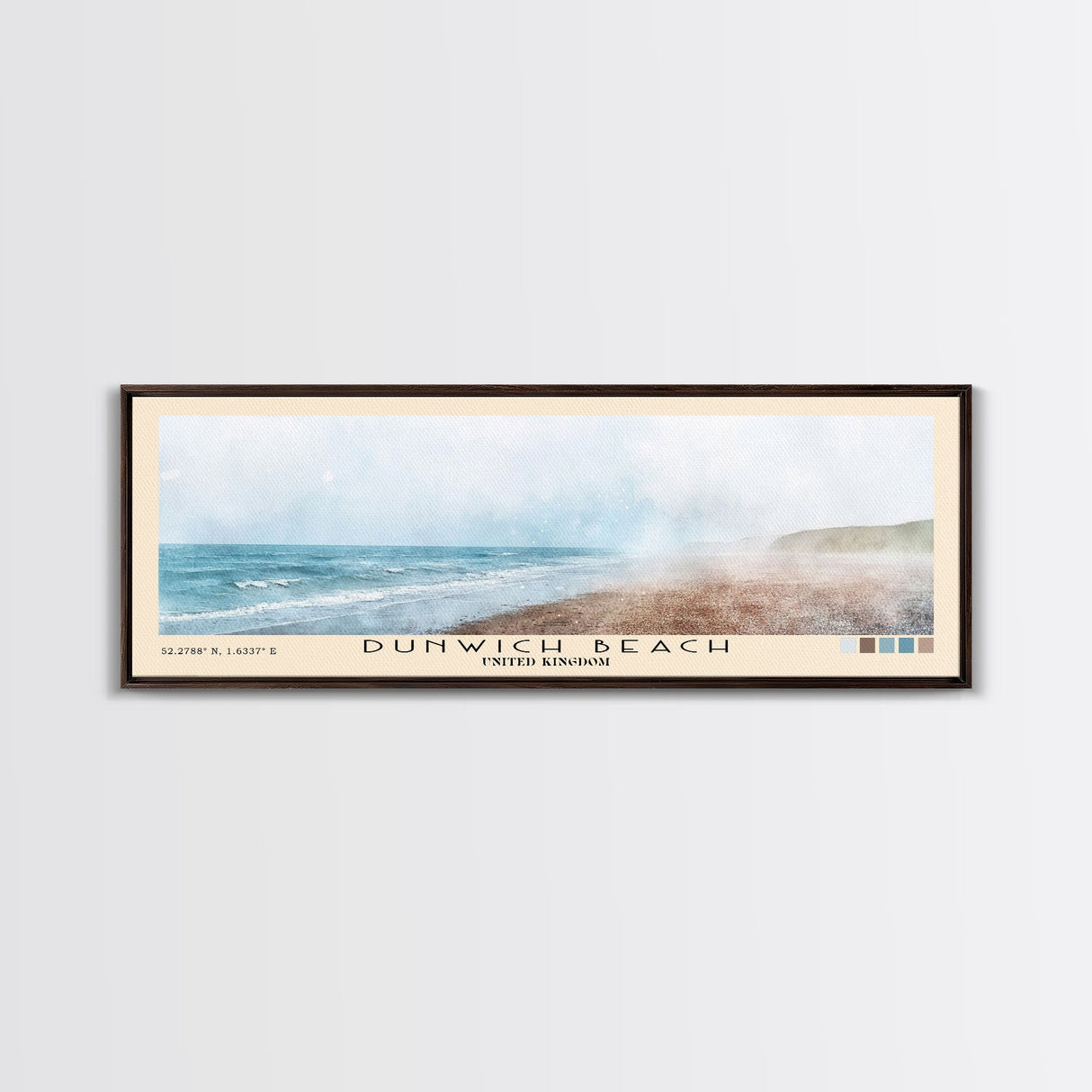 Dunwich Beach, United Kingdom Watercolor Beach Print, Vacation Gift, United Kingdom Wall Art, Framed Canvas Print, Framed Beach Painting