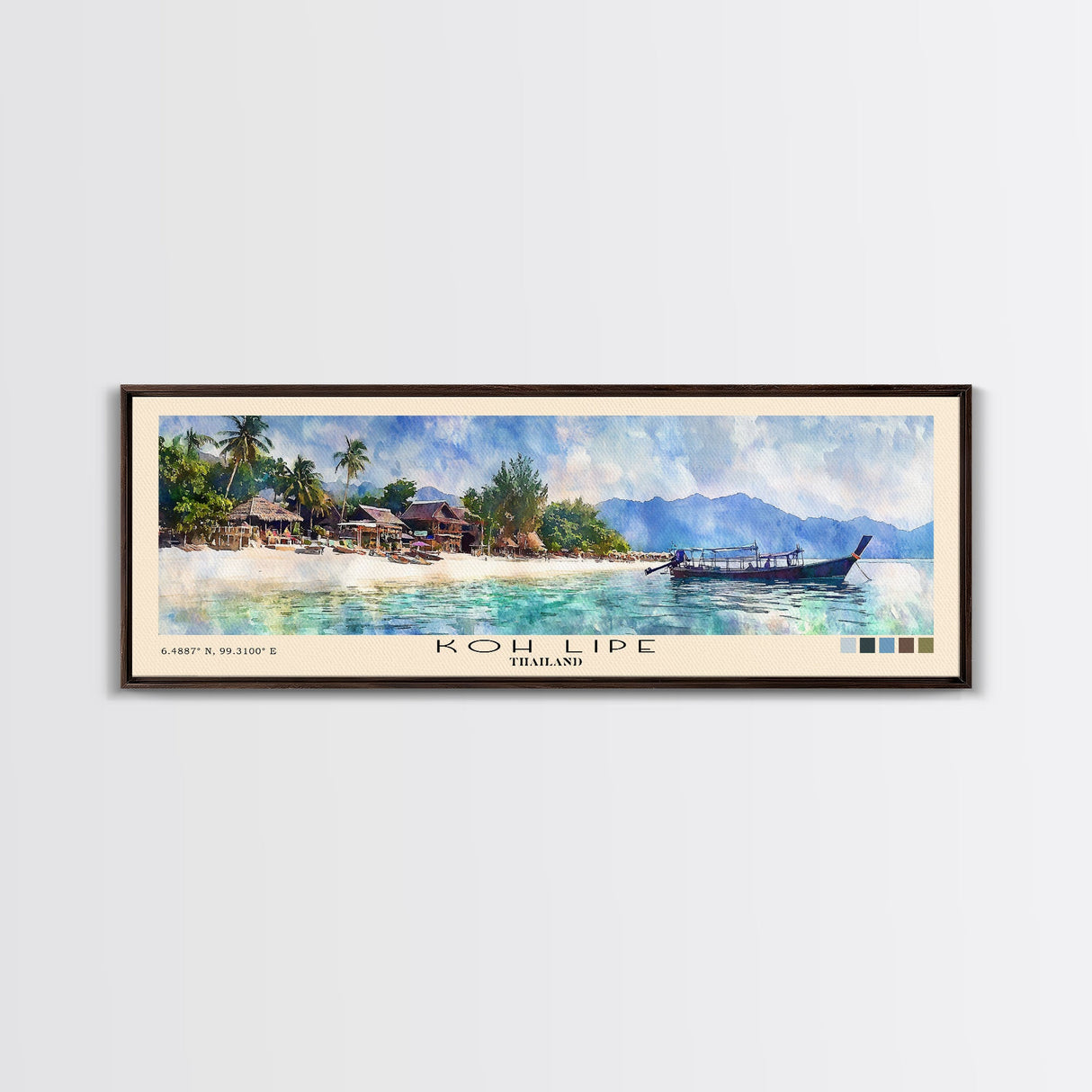 Koh Lipe, Thailand Watercolor Beach Print, Vacation Gift, Thailand Wall Art, Framed Canvas Print, Framed Beach Painting