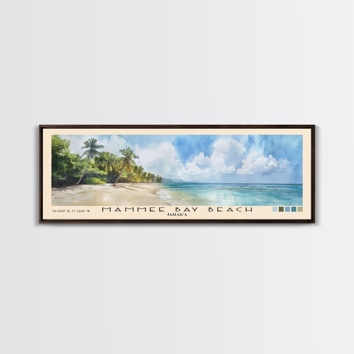 Mammee Bay Beach, Jamaica Watercolor Beach Print, Vacation Gift, Jamaica Wall Art, Framed Canvas Print, Framed Beach Painting