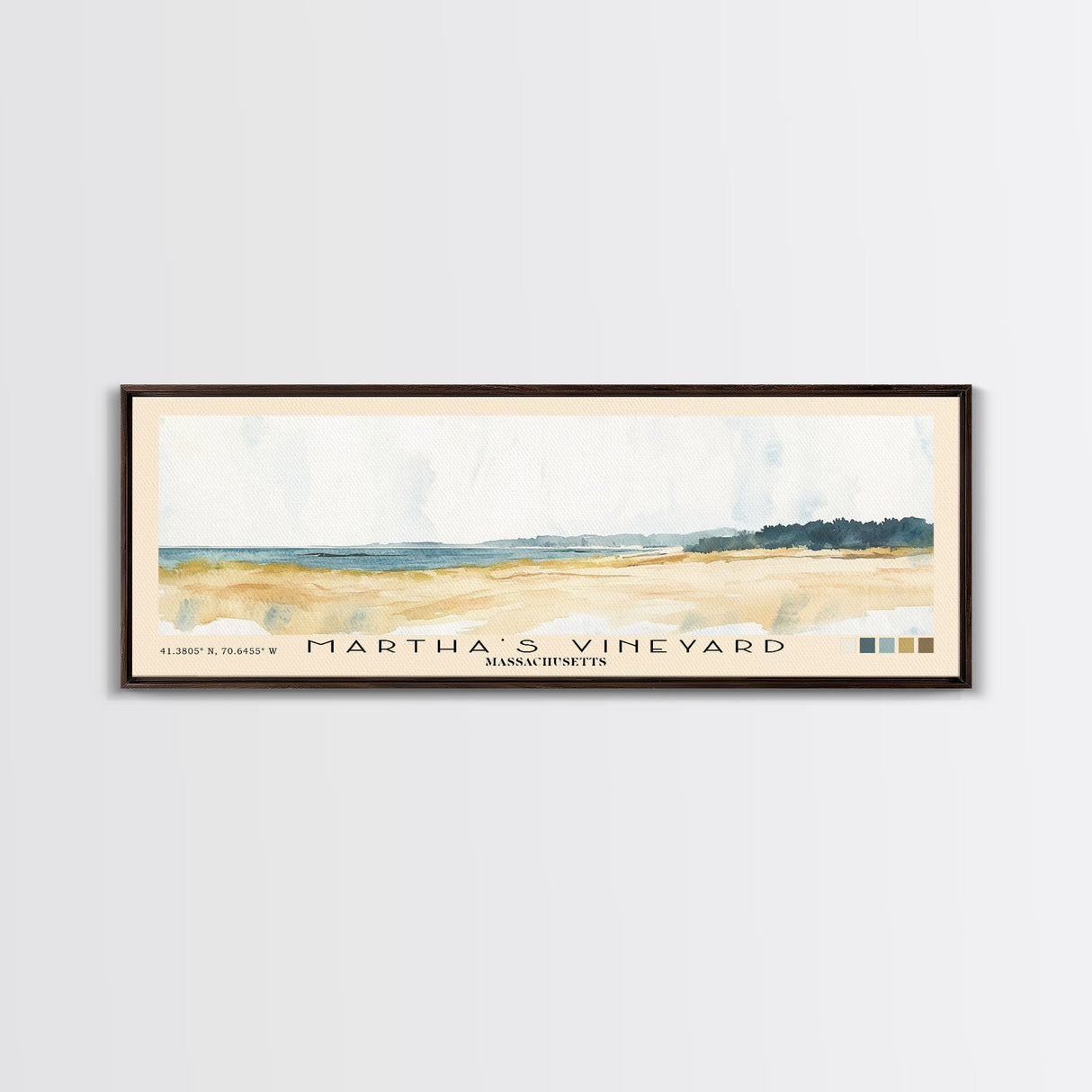 Martha’s Vineyard, Massachusetts Watercolor Beach Print, Vacation Gift, Massachusetts Wall Art, Framed Canvas Print, Framed Beach Painting