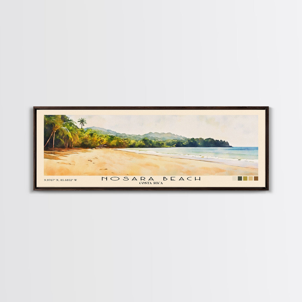 Nosara Beach, Costa Rica Watercolor Print, Vacation Gift, Costa Rica Wall Art, Beach Painting, Beach Decor, Large Wall Art, Wood Frame Art