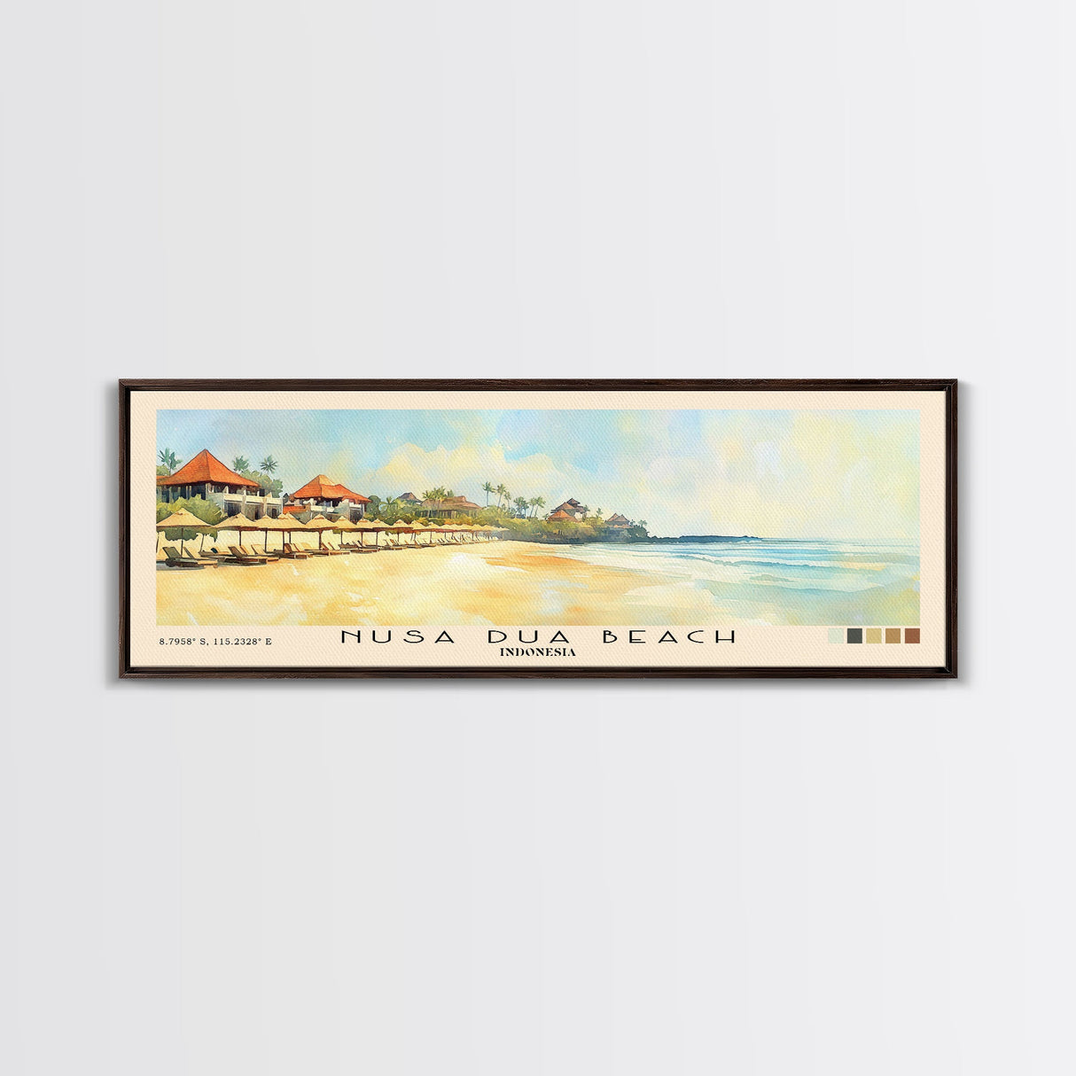 Nusa Dua Beach, Indonesia Watercolor Beach Print, Vacation Gift, Indonesia Wall Art, Beach Painting, Beach Decor, Beach Painting