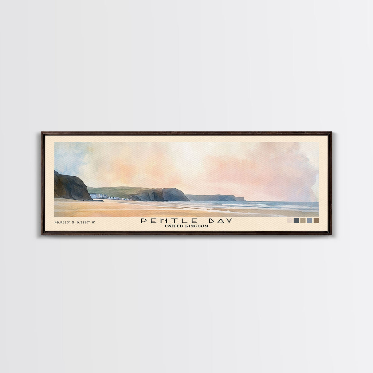 Pentle Bay, United Kingdom Watercolor Beach Print, Vacation Gift, United Kingdom Wall Art, Beach Painting, Beach Decor, Beach Painting