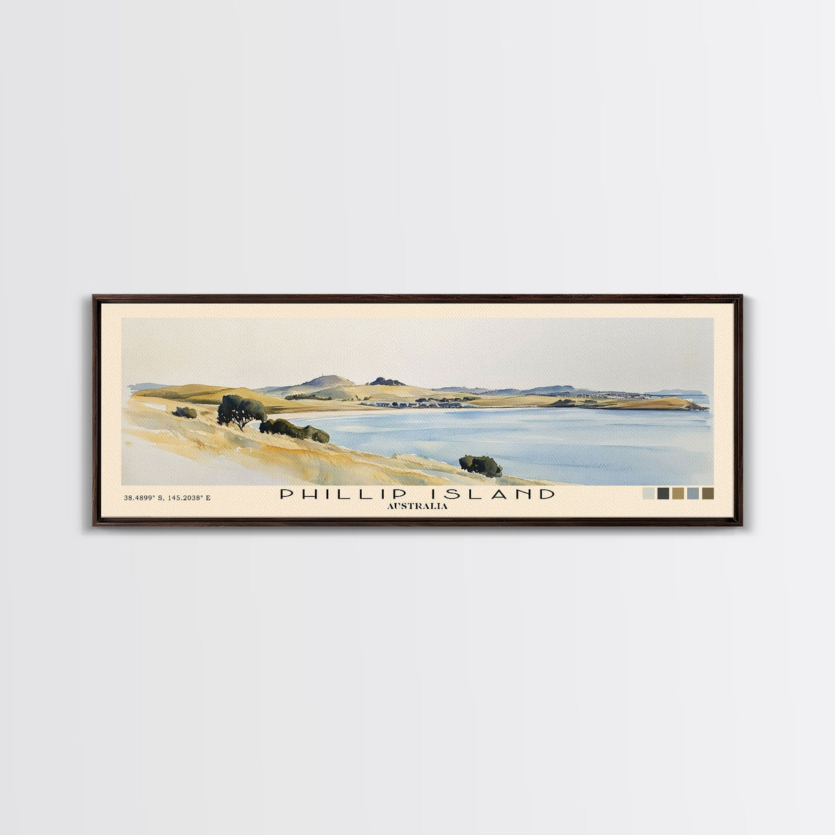 Phillip Island, Australia Watercolor Print, Vacation Gift, Australia Wall Art, Beach Painting, Beach Decor, Large Wall Art, Wood Frame Art