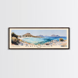 Platys Gialos, Greece Watercolor Beach Print, Vacation Gift, Greece Wall Art, Framed Canvas Print, Framed Beach Painting