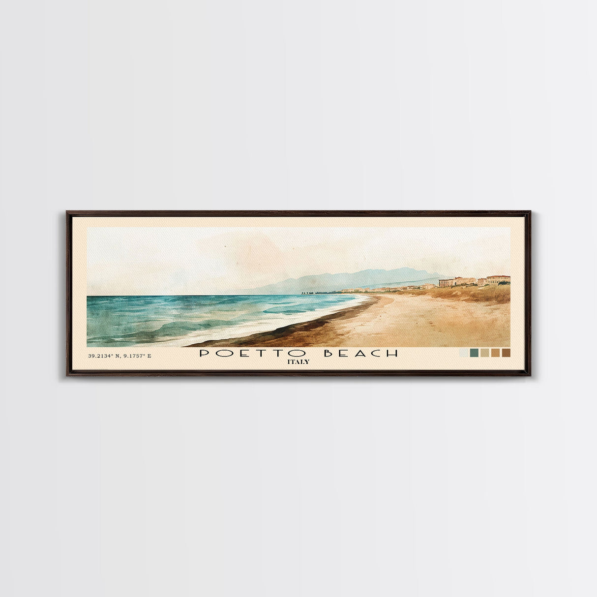 Poetto Beach, Italy Watercolor Beach Print, Vacation Gift, Italy Wall Art, Beach Painting, Beach Decor, Beach Painting