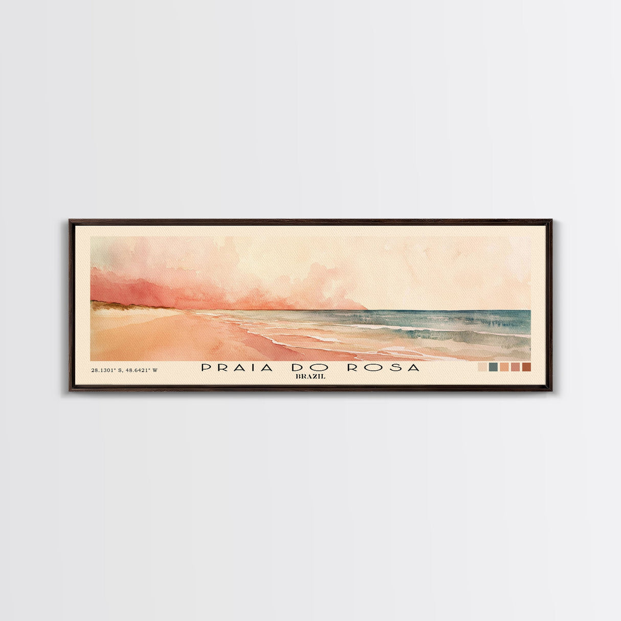 Praia do Rosa, Brazil Watercolor Print, Vacation Gift, Brazil Wall Art, Beach Painting, Beach Decor, Large Wall Art, Wood Frame Art