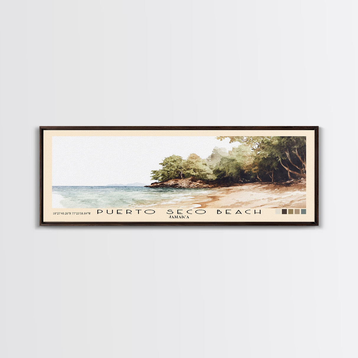 Puerto Seco Beach, Jamaica Watercolor Beach Print, Vacation Gift, Jamaica Wall Art, Framed Canvas Print, Framed Beach Painting