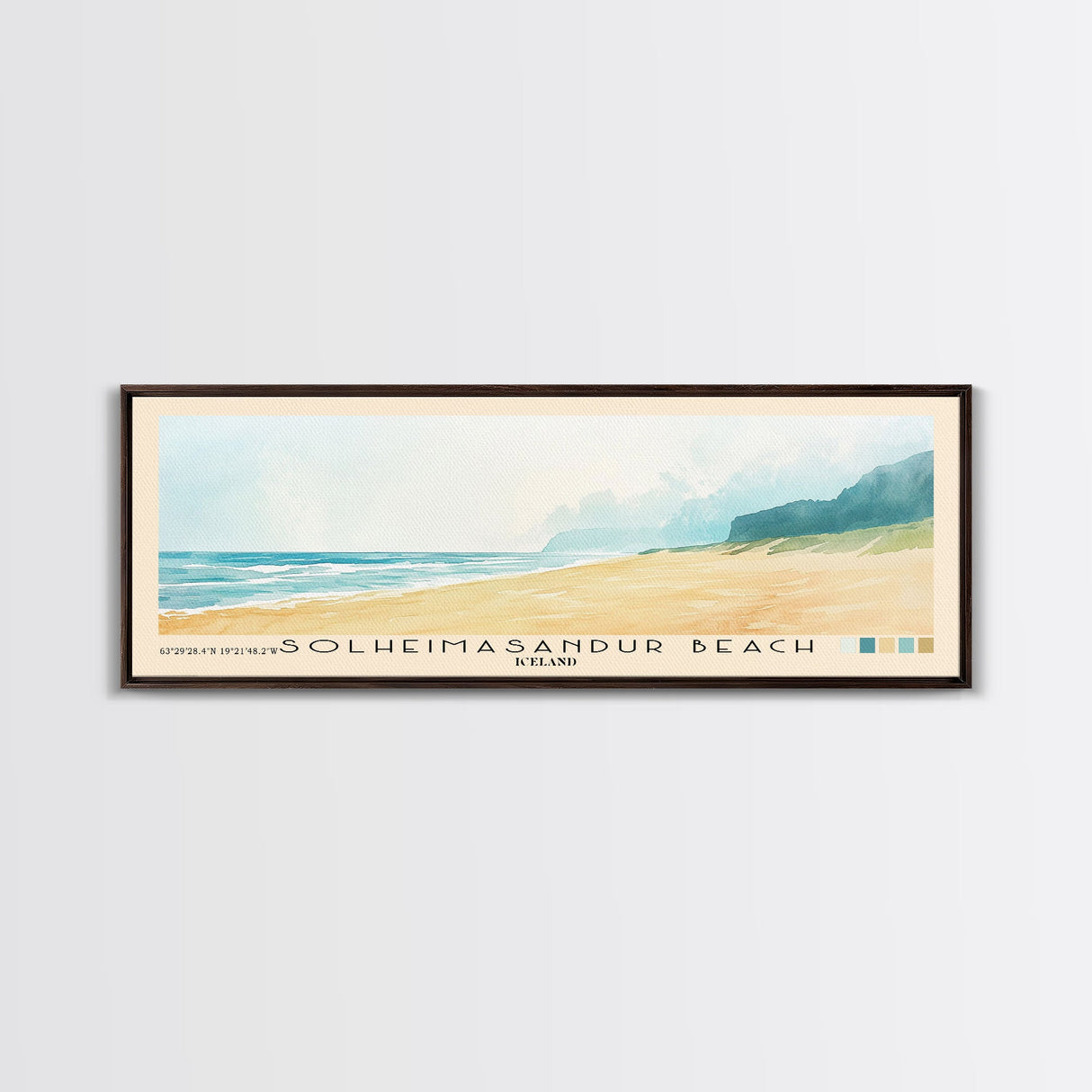 Solheimasandur Beach, Iceland Watercolor Print, Vacation Gift, Iceland Wall Art, Beach Painting, Beach Decor, Large Wall Art, Wood Frame Art