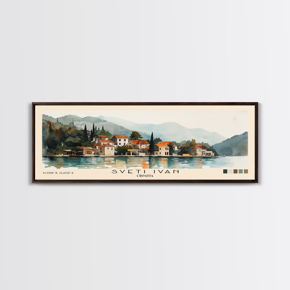 Sveti Ivan , Croatia Watercolor Beach Print, Vacation Gift, Croatia Wall Art, Framed Canvas Print, Framed Beach Painting