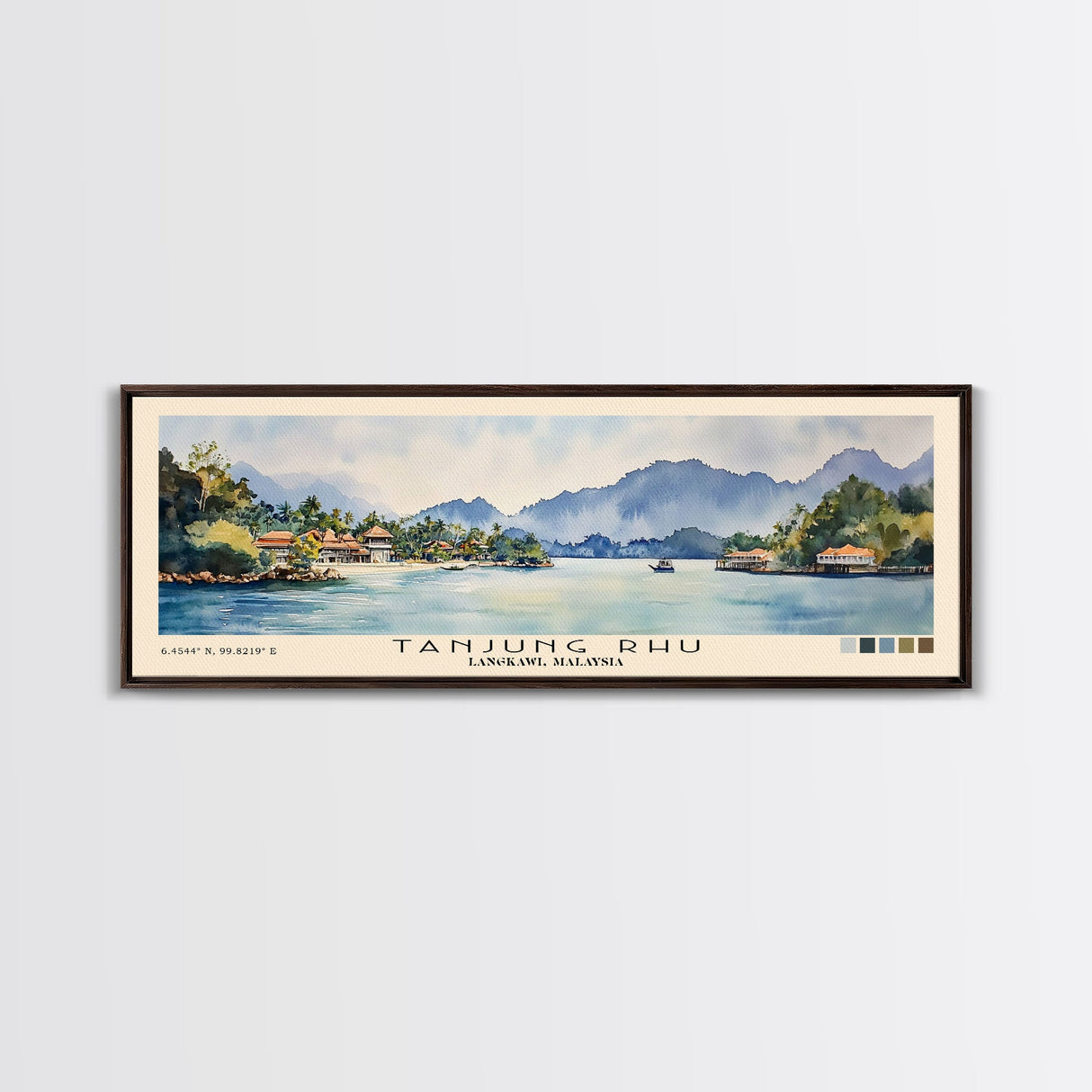 Tanjung Rhu, Langkawi, Malaysia Watercolor Print, Vacation Gift, Langkawi, Malaysia Wall Art, Beach Painting, Beach Decor, Large Wall Art, Wood Frame Art