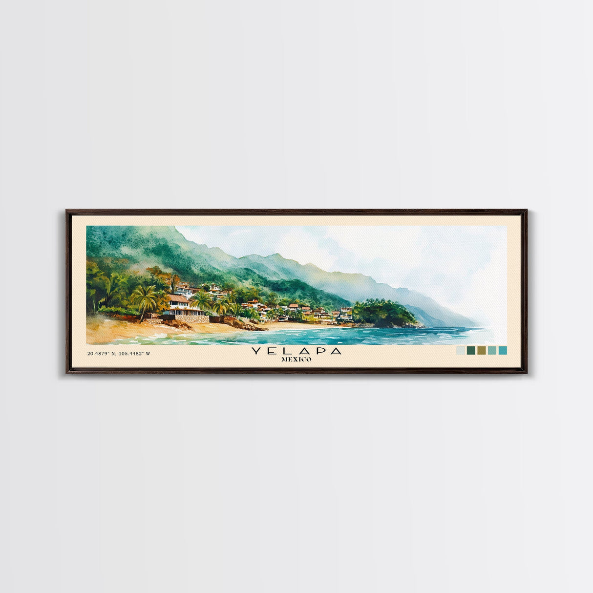 Yelapa, Mexico Watercolor Print, Vacation Gift, Mexico Wall Art, Beach Painting, Beach Decor, Large Wall Art, Wood Frame Art