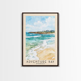 Adventure Bay, Australia Watercolor Beach Print, Vacation Gift, Australia Wall Art, Framed Canvas Print, Framed Beach Painting