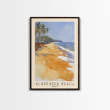 Alappuzha Beach, India Watercolor Print, Vacation Gift, India Wall Art, Beach Painting, Beach Decor, Large Wall Art, Wood Frame Art