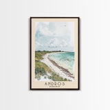 Andros, Bahamas Watercolor Beach Print, Vacation Gift, Bahamas Wall Art, Framed Canvas Print, Framed Beach Painting