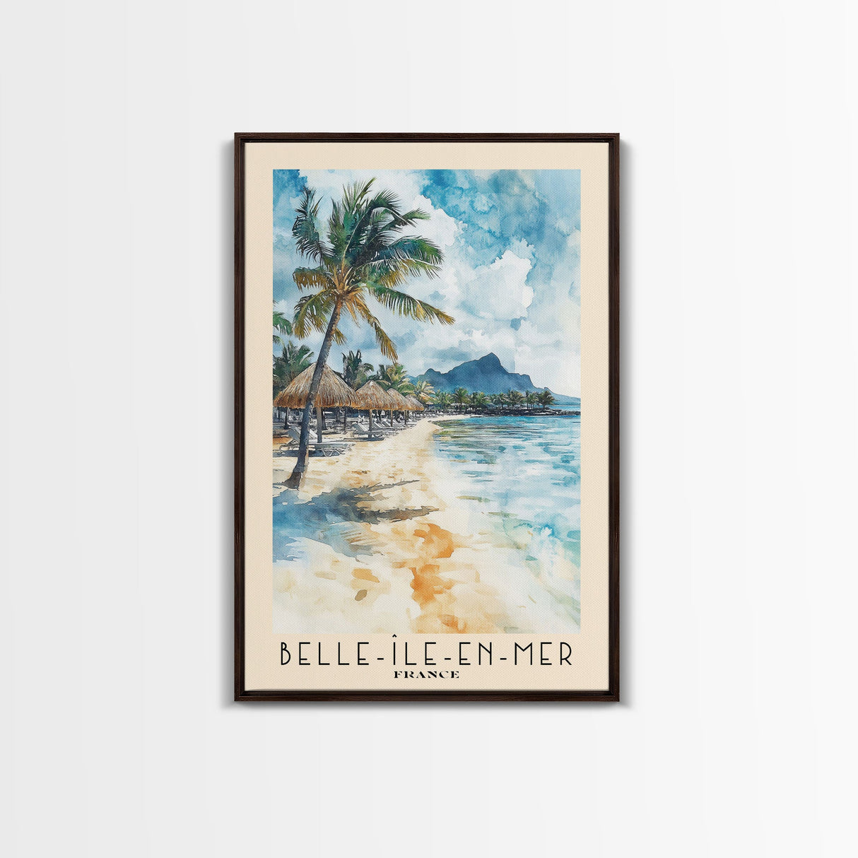 Belle-Île-en-Mer, France Watercolor Print, Vacation Gift, France Wall Art, Beach Painting, Beach Decor, Large Wall Art, Wood Frame Art