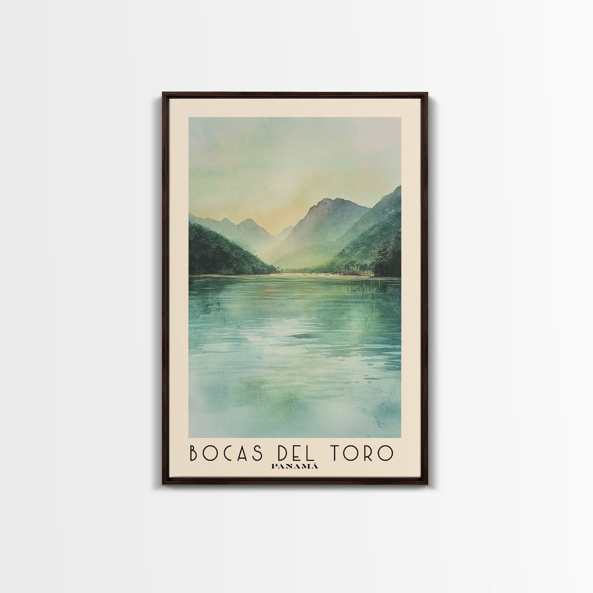 Bocas del Toro , Panamá Watercolor Beach Print, Vacation Gift, Panamá Wall Art, Framed Canvas Print, Framed Beach Painting