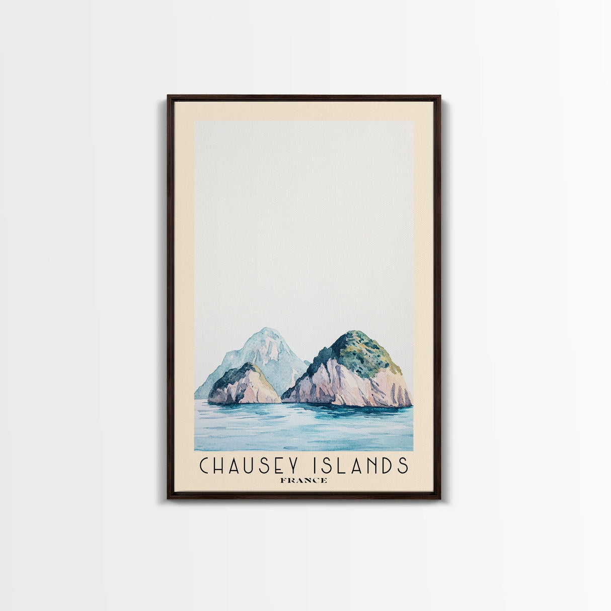 Chausey Islands, France Watercolor Beach Print, Vacation Gift, France Wall Art, Framed Canvas Print, Framed Beach Painting