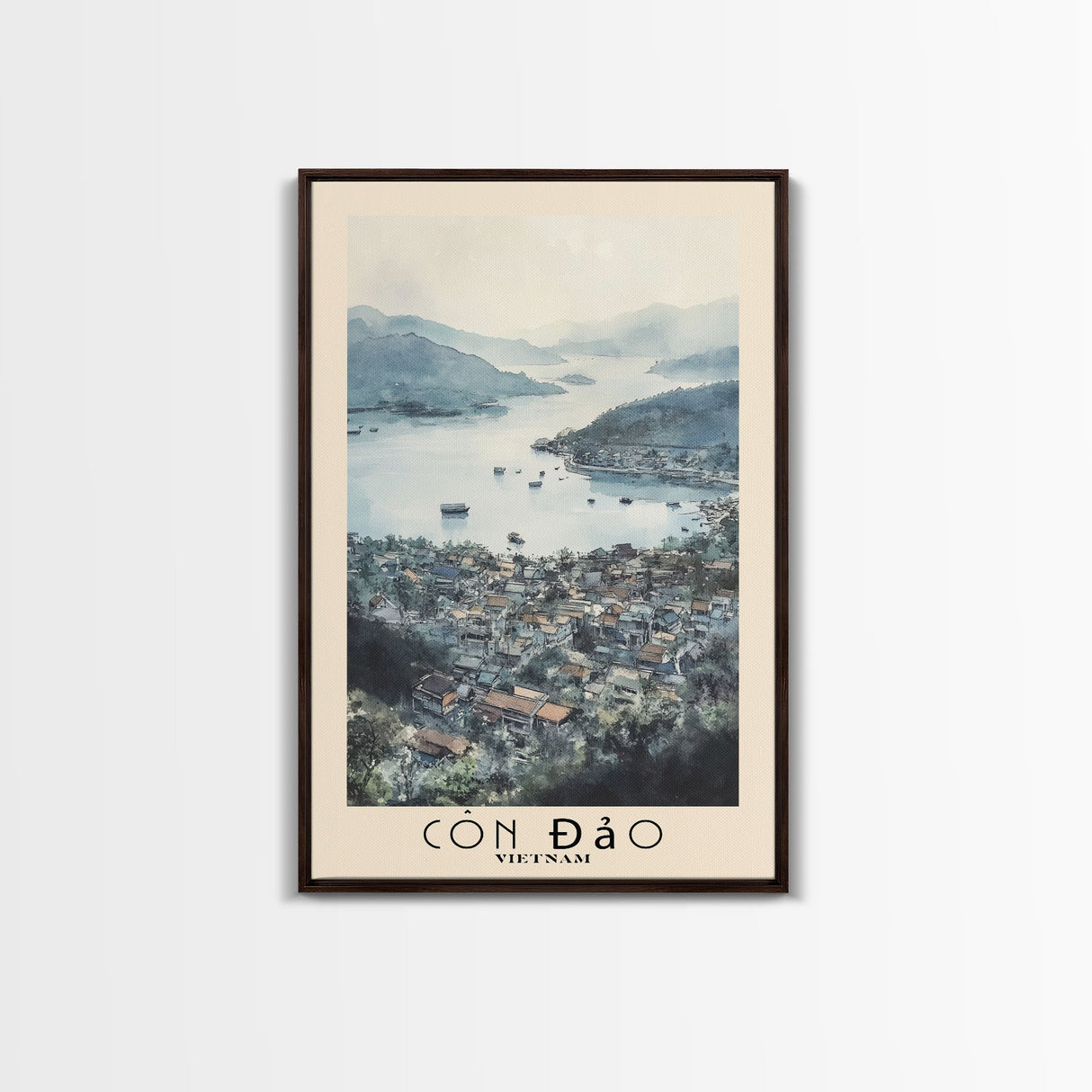 Côn Đảo, Vietnam Watercolor Beach Print, Vacation Gift, Vietnam Wall Art, Framed Canvas Print, Framed Beach Painting