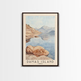 Damas Island, Chile Watercolor Beach Print, Vacation Gift, Chile Wall Art, Framed Canvas Print, Framed Beach Painting