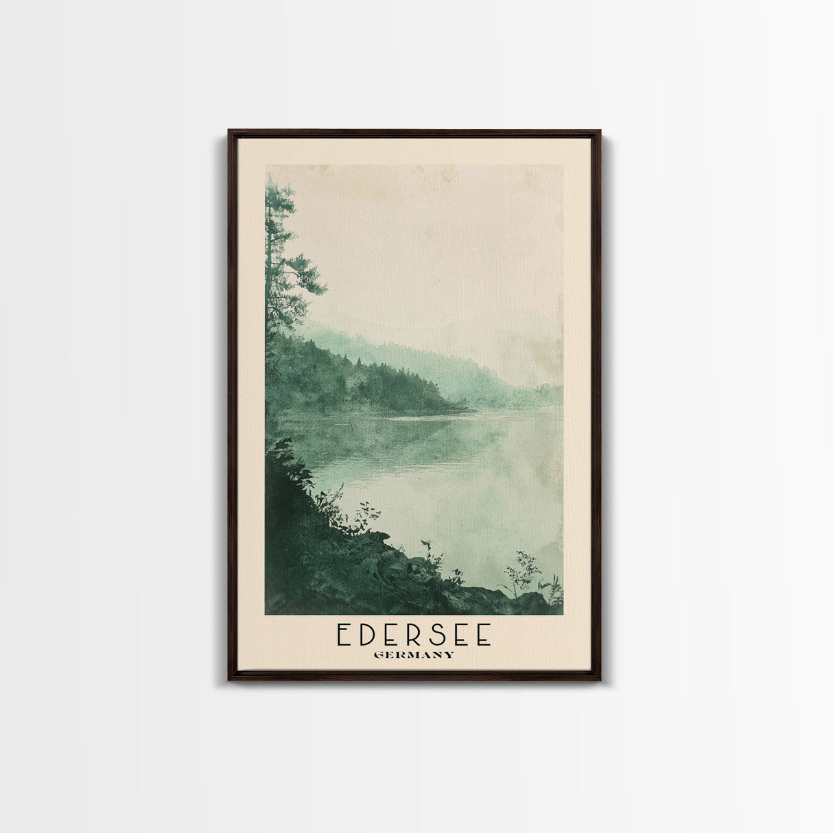 Edersee, Germany Watercolor Beach Print, Vacation Gift, Germany Wall Art, Framed Canvas Print, Framed Beach Painting