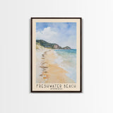 Freshwater Beach, Australia Watercolor Beach Print, Vacation Gift, Australia Wall Art, Framed Canvas Print, Framed Beach Painting