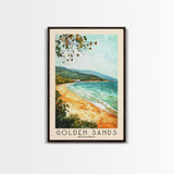 Golden Sands, Bulgaria Watercolor Beach Print, Vacation Gift, Bulgaria Wall Art, Framed Canvas Print, Framed Beach Painting