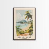 Grand Anse, Grenada Watercolor Beach Print, Vacation Gift, Grenada Wall Art, Framed Canvas Print, Framed Beach Painting