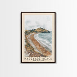 Karekare Beach, New Zealand Watercolor Beach Print, Vacation Gift, New Zealand Wall Art, Framed Canvas Print, Framed Beach Painting