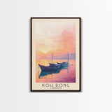 Koh Rong, Cambodia Watercolor Beach Print, Vacation Gift, Cambodia Wall Art, Framed Canvas Print, Framed Beach Painting