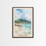 Long Bay, Saint-Martin Watercolor Print, Vacation Gift, Saint-Martin Wall Art, Beach Painting, Beach Decor, Large Wall Art, Wood Frame Art