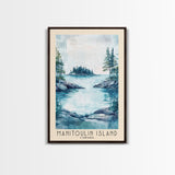 Manitoulin Island, Canada Watercolor Beach Print, Vacation Gift, Canada Wall Art, Framed Canvas Print, Framed Beach Painting