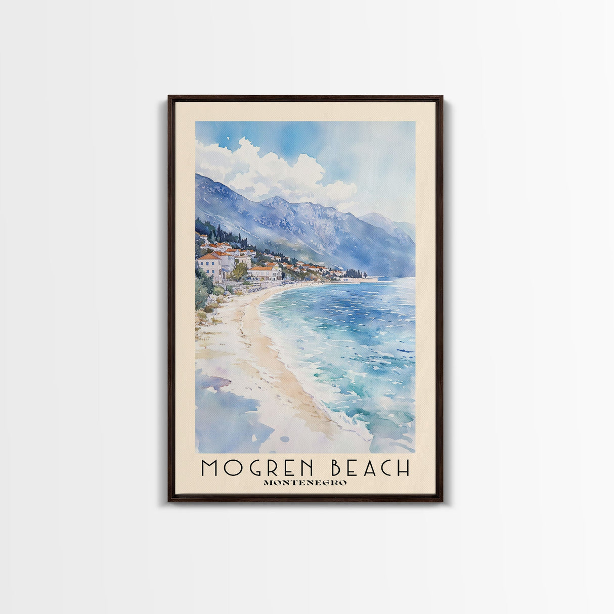 Mogren Beach, Montenegro Watercolor Beach Print, Vacation Gift, Montenegro Wall Art, Beach Painting, Beach Decor, Beach Painting