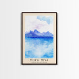 Nuka Hiva, French Polynesia Watercolor Beach Print, Vacation Gift, French Polynesia Wall Art, Framed Canvas Print, Framed Beach Painting