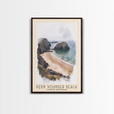 Pedn Vounder Beach, United Kingdom Watercolor Beach Print, Vacation Gift, United Kingdom Wall Art, Framed Canvas Print, Framed Beach Painting