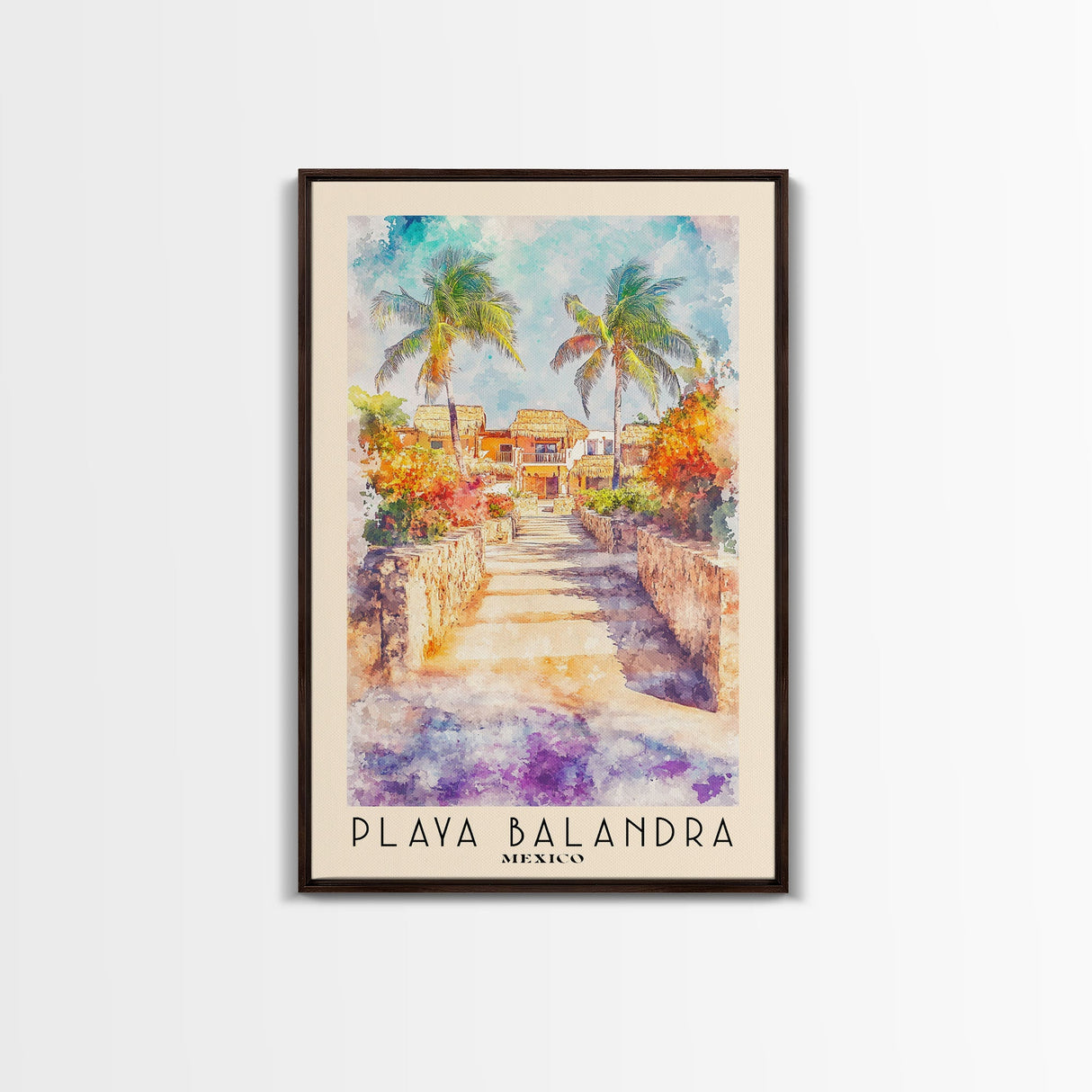 Playa Balandra, Mexico Watercolor Print, Vacation Gift, Mexico Wall Art, Beach Painting, Beach Decor, Large Wall Art, Wood Frame Art