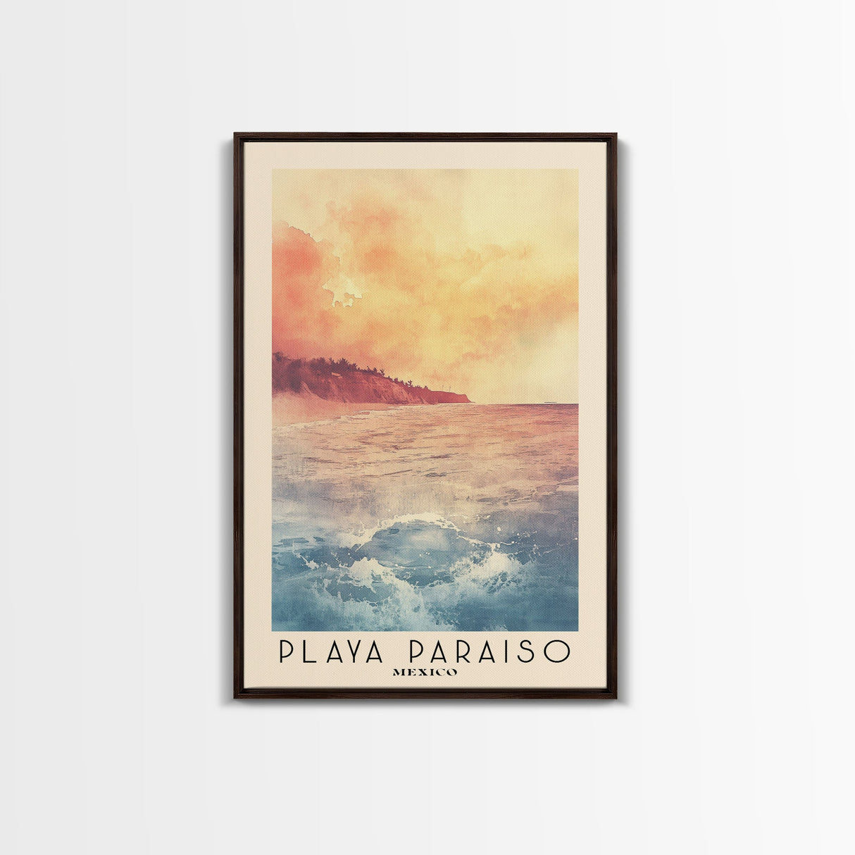 Playa Paraiso, Mexico Watercolor Beach Print, Vacation Gift, Mexico Wall Art, Beach Painting, Beach Decor, Beach Painting