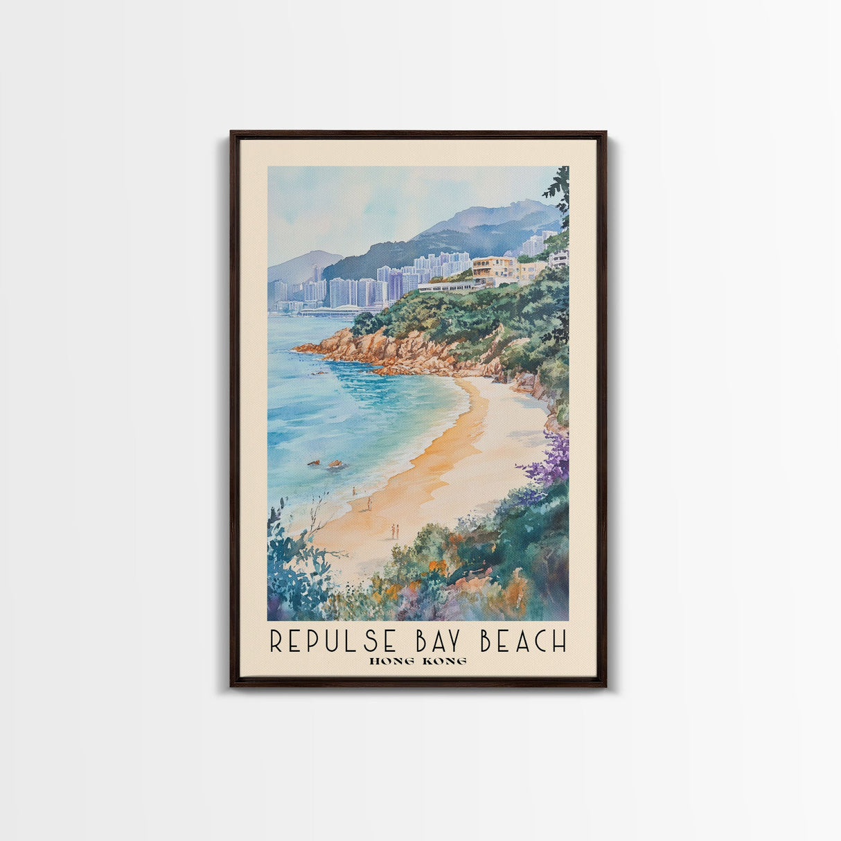 Repulse Bay Beach, Hong Kong Watercolor Beach Print, Vacation Gift, Hong Kong Wall Art, Beach Painting, Beach Decor, Beach Painting