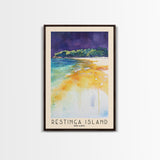 Restinga Island, Brazil Watercolor Print, Vacation Gift, Brazil Wall Art, Beach Painting, Beach Decor, Large Wall Art, Wood Frame Art