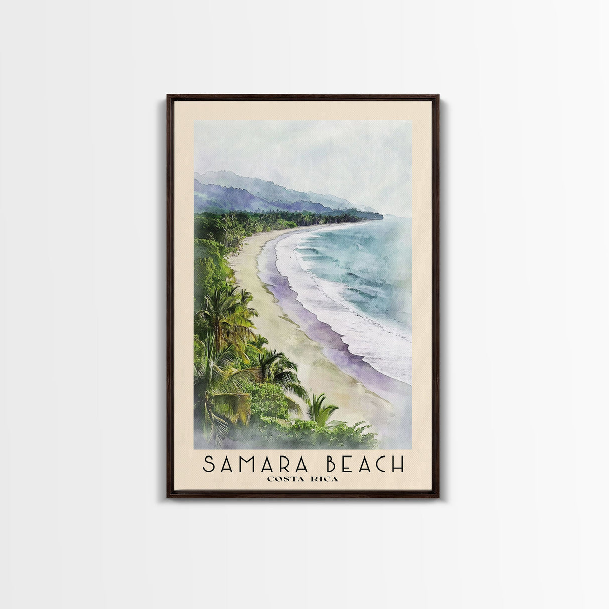 Samara Beach, Costa Rica Watercolor Print, Vacation Gift, Costa Rica Wall Art, Beach Painting, Beach Decor, Large Wall Art, Wood Frame Art