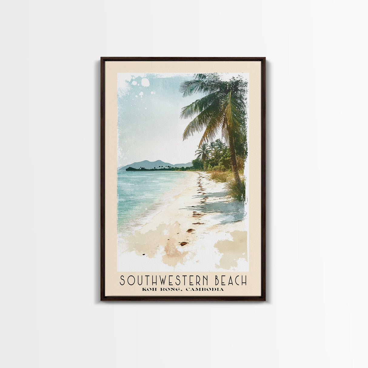 Southwestern Beach, Koh Rong, Cambodia Watercolor Beach Print, Vacation Gift, Koh Rong, Cambodia Wall Art, Beach Painting, Beach Decor, Beach Painting