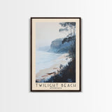 Twilight Beach, Australia Watercolor Beach Print, Vacation Gift, Australia Wall Art, Framed Canvas Print, Framed Beach Painting