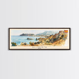 Almeria Spain Panoramic Travel Poster, Framed Canvas Print or Metal Wall Art, Travel Art, Home Decor, Panoramic Painting, Midcentury Art