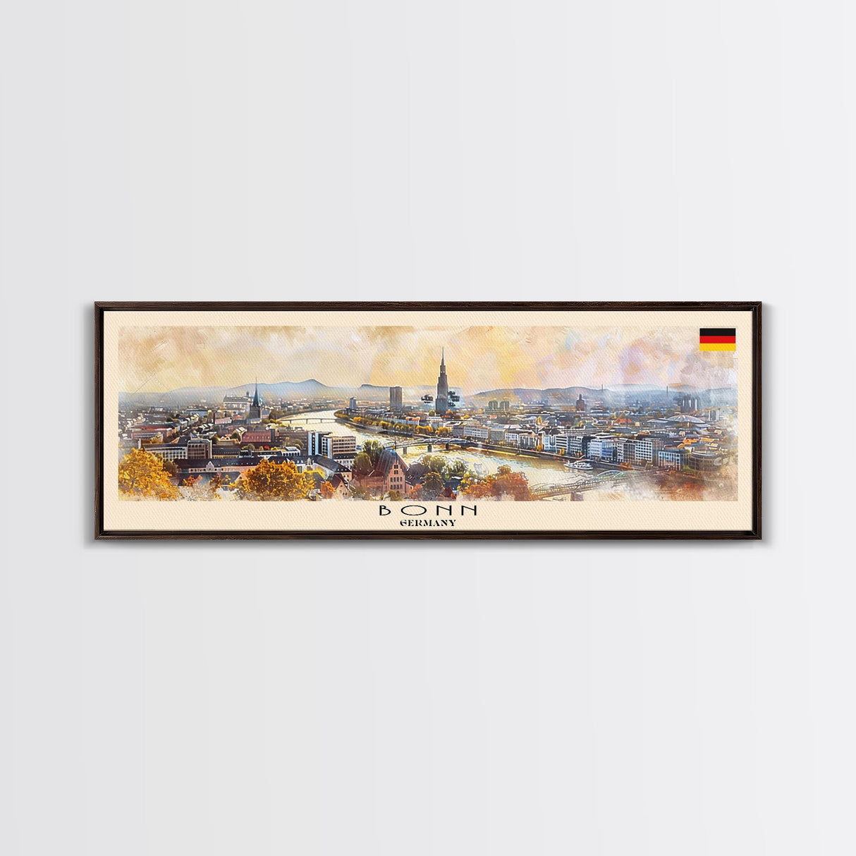 Bonn Germany Travel Print Wall Art, Panoramic City Art, Travel Art, Wall Decor, Vacation Gift, Framed Canvas Print Or Metal Art