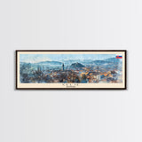 Celje Slovenia Panoramic Travel Poster, Framed Canvas Print or Metal Wall Art, Travel Art, Home Decor, Panoramic Painting, Midcentury Art