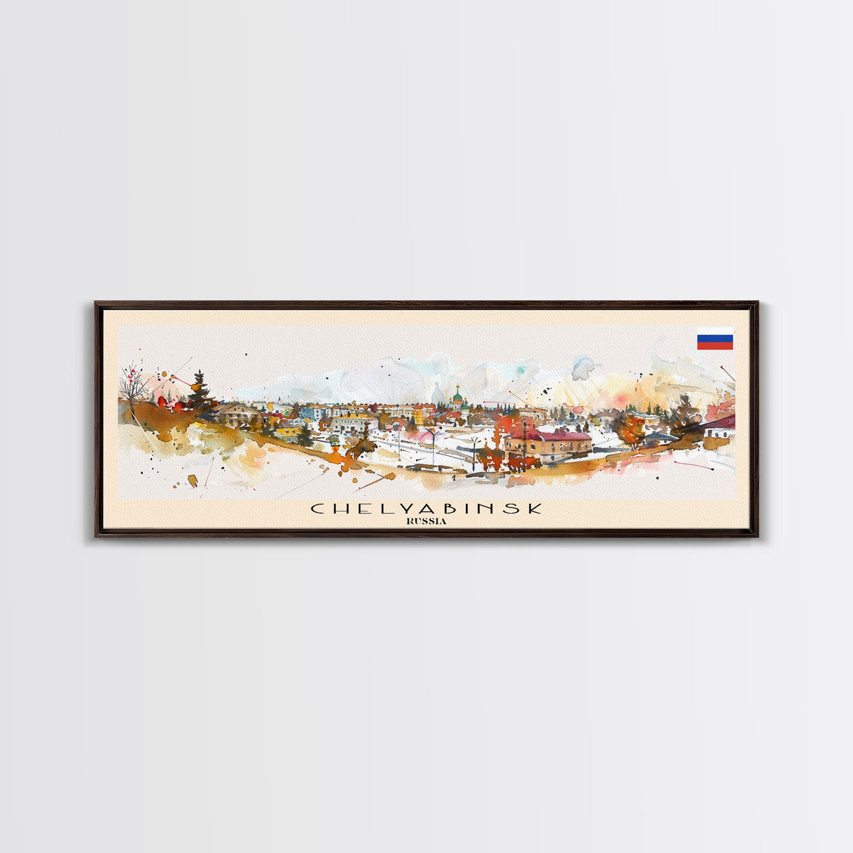 Chelyabinsk Russia Panoramic Travel Poster, Framed Canvas Print or Metal Wall Art, Travel Art, Home Decor, Panoramic Painting, Midcentury Art