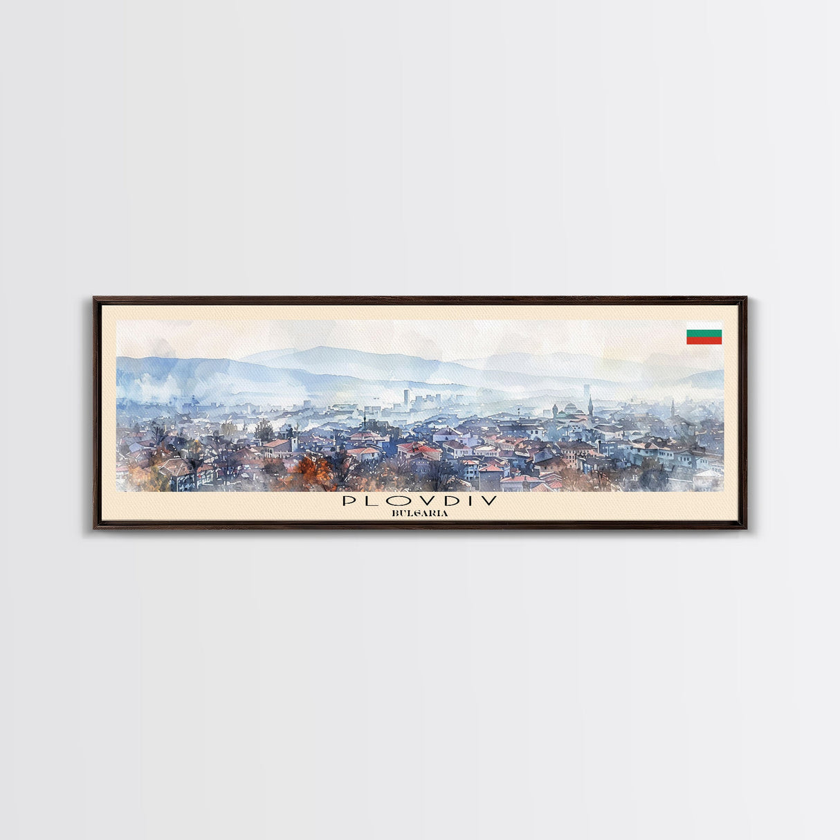 Plovdiv Bulgaria Travel Art, City Art, Framed Canvas Print or Metal Wall Art, Europe Travel Poster, Panoramic Wall Art, Extra Wide Wall Art