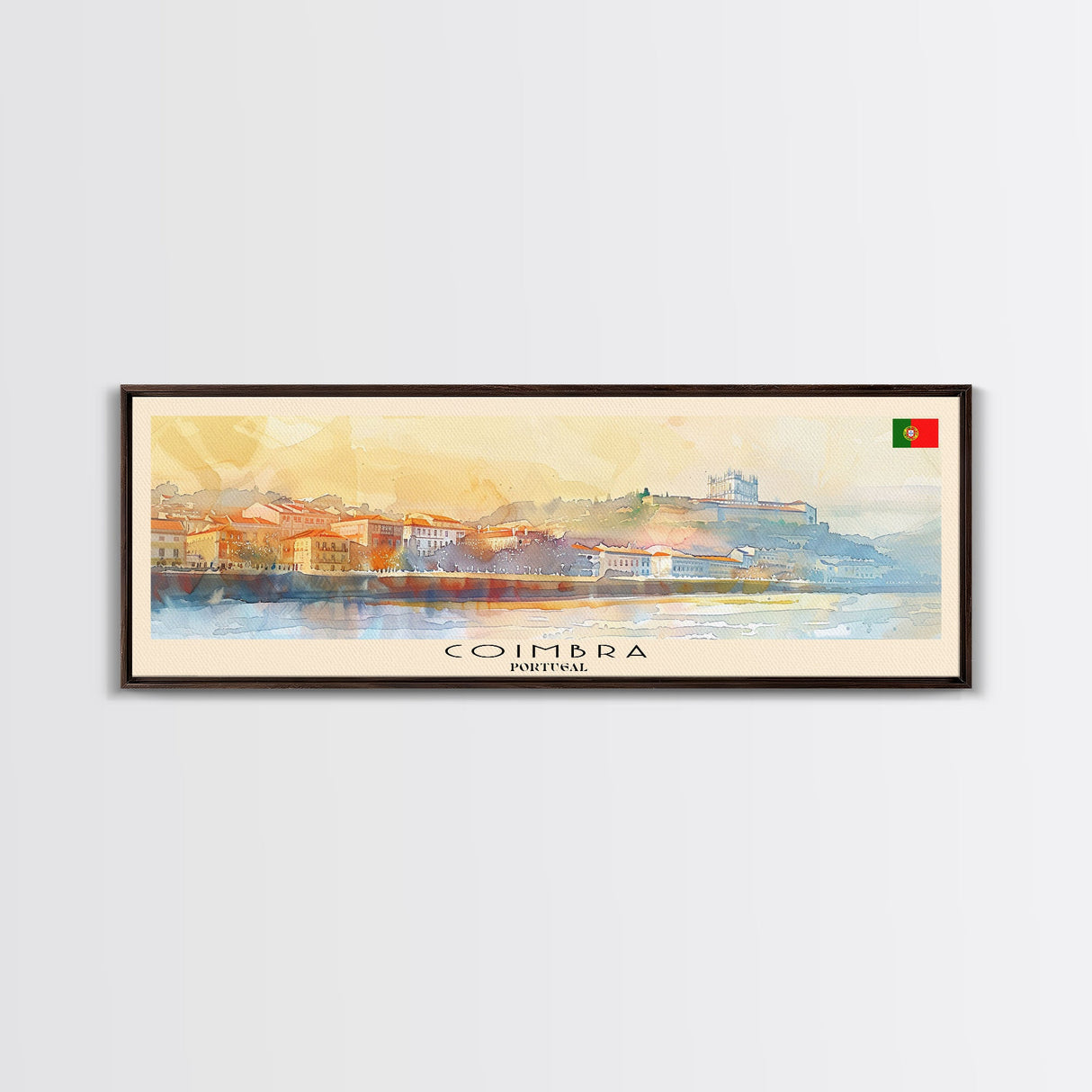 Coimbra Portugal Travel Art, City Art, Framed Canvas Print or Metal Wall Art, Europe Travel Poster, Panoramic Wall Art, Extra Wide Wall Art