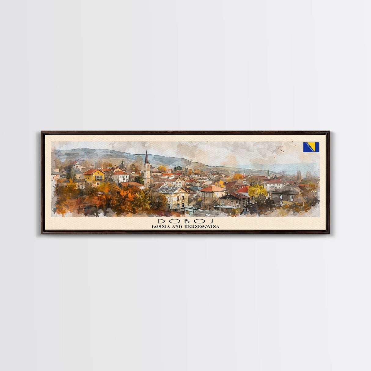 Doboj Bosnia Travel Print Wall Art, Panoramic City Art, Travel Art, Wall Decor, Vacation Gift, Framed Canvas Print Or Metal Art